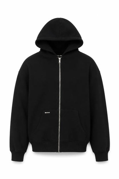 Sevenheavens Men’s Black M Full Zip Hooded Fleece Hoodie Logo Pockets