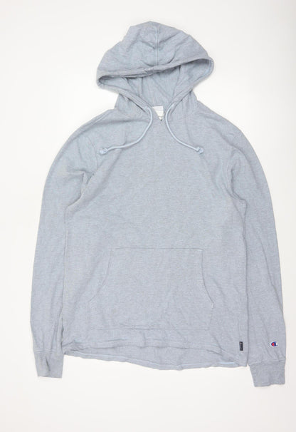 Champion Men’s Grey M Pullover Hoodie Logo Fleece Kangaroo Pocket