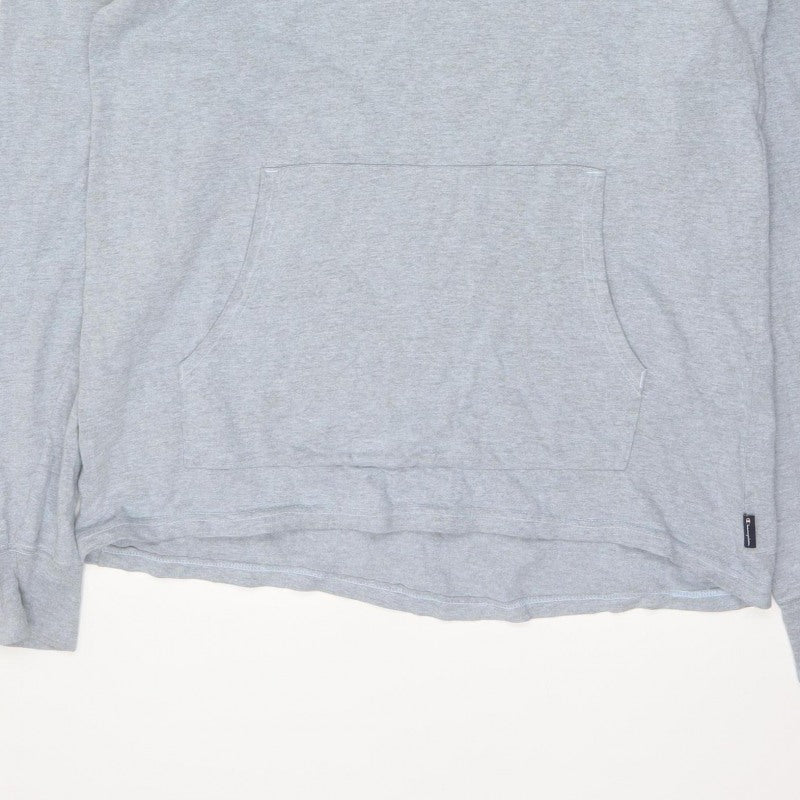 Champion Men’s Grey M Pullover Hoodie Logo Fleece Kangaroo Pocket
