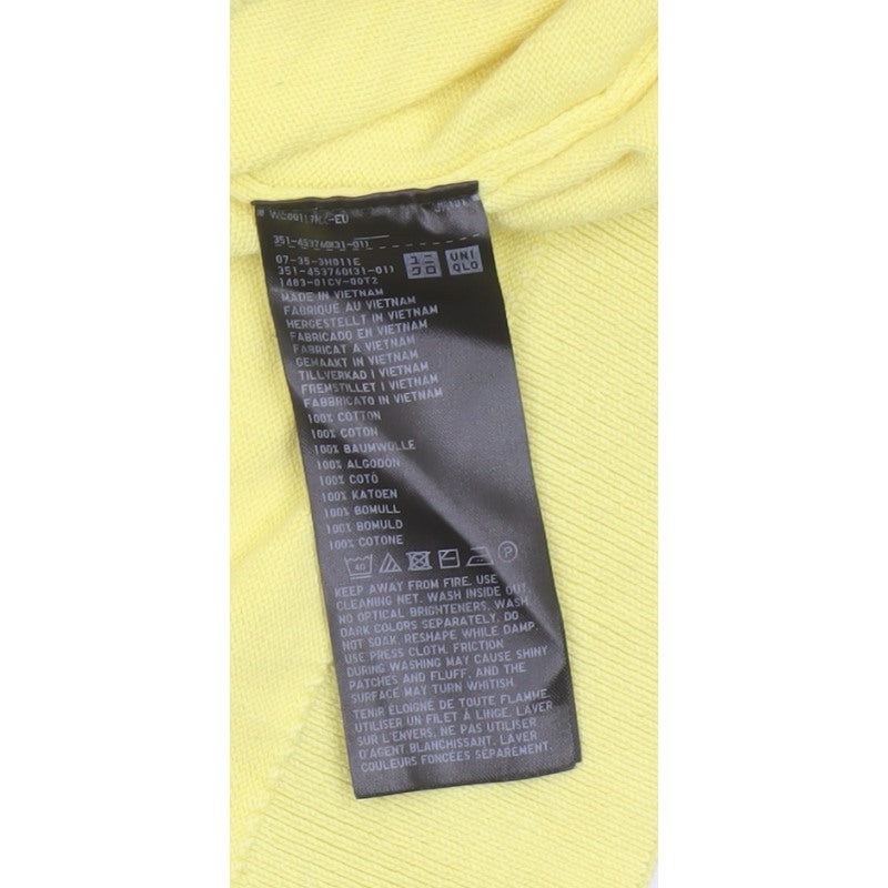 Uniqlo Men Yellow M Cotton Crew Neck Fine Knit Pullover Jumper