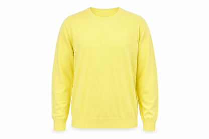Uniqlo Men Yellow M Cotton Crew Neck Fine Knit Pullover Jumper