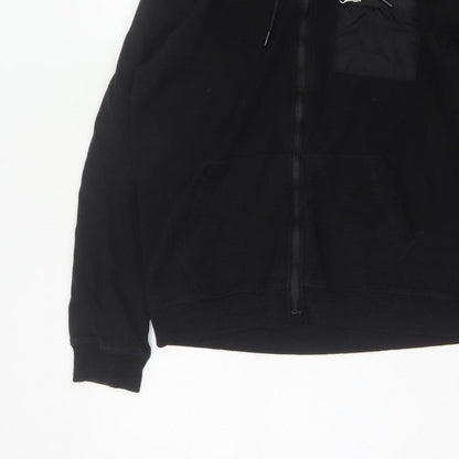 Flying Machine Men's Black L Full Zip Hooded Fleece Hoodie Pockets