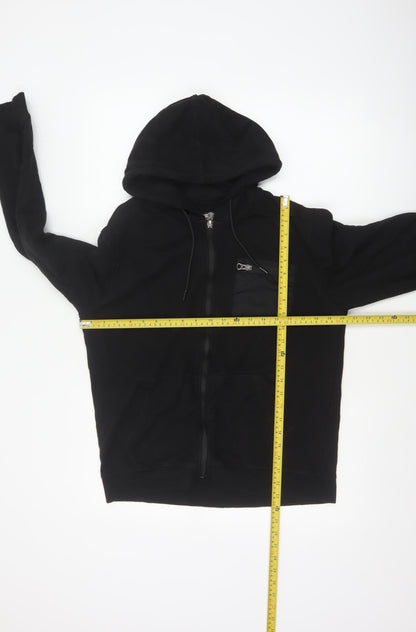 Flying Machine Men's Black L Full Zip Hooded Fleece Hoodie Pockets