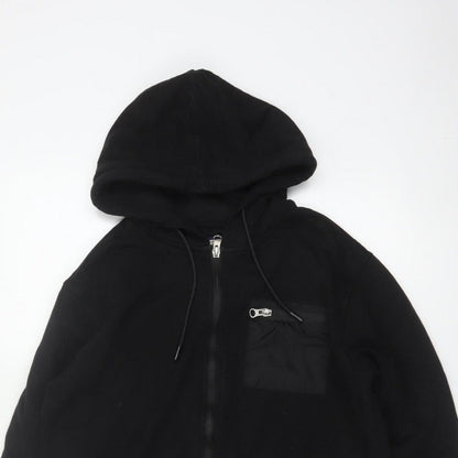 Flying Machine Men's Black L Full Zip Hooded Fleece Hoodie Pockets