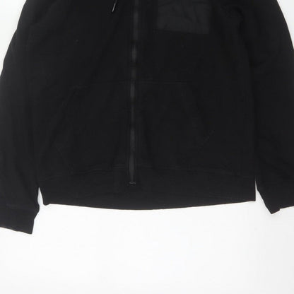 Flying Machine Men's Black L Full Zip Hooded Fleece Hoodie Pockets