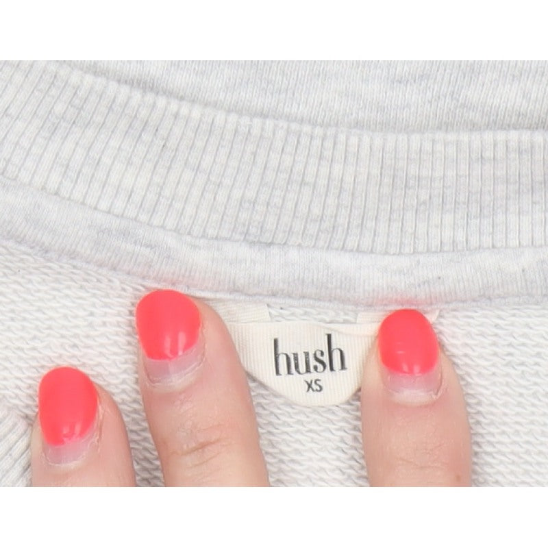 Hush Women’s Grey XS Cotton Pullover Crew Neck Raglan Sweatshirt