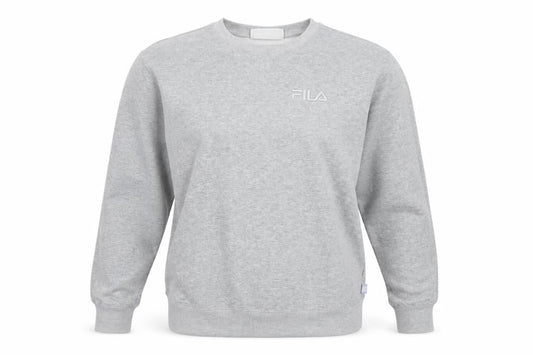 FILA Women’s Grey M Logo Crew Neck Pullover Sweatshirt Cotton