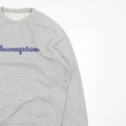 Champion Men’s Grey Large Embroidered Logo Crew Neck Sweatshirt