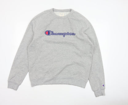 Champion Men’s Grey Large Embroidered Logo Crew Neck Sweatshirt