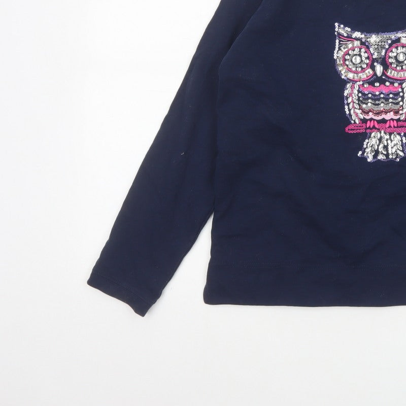 Country Rose Teens Blue S Owl Sequin Long Sleeve Jersey T-Shirt