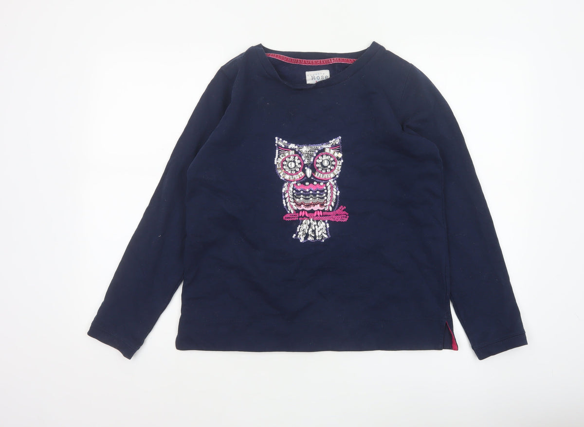 Country Rose Teens Blue S Owl Sequin Long Sleeve Jersey T-Shirt