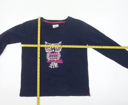 Country Rose Teens Blue S Owl Sequin Long Sleeve Jersey T-Shirt