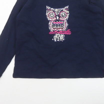 Country Rose Teens Blue S Owl Sequin Long Sleeve Jersey T-Shirt