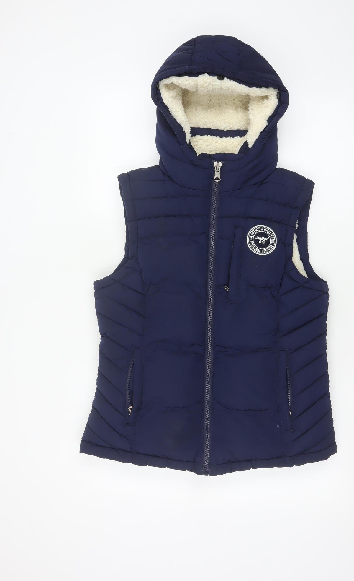 SoulCal & Co Women’s Navy Size 8 Hooded Quilted Puffer Gilet