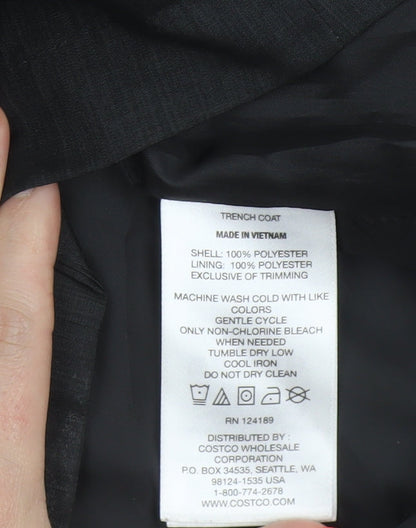 Kirkland Signature Unisex Black L Hooded Long Trench Coat