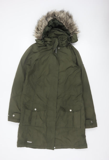 Regatta Women’s Green UK 12 Long Hooded Faux Fur Trim Parka Coat