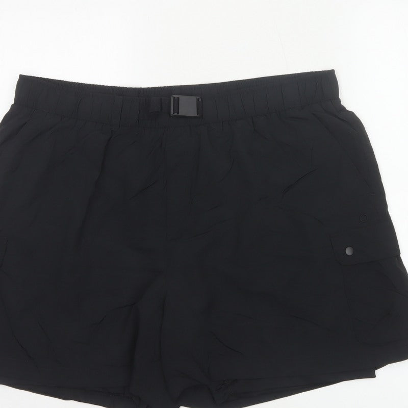 Goodmove Women’s Black Size 18 Cargo Utility Shorts Belted