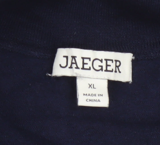Jaeger Men's Blue XL Half Zip High Neck Knit Jumper Pullover