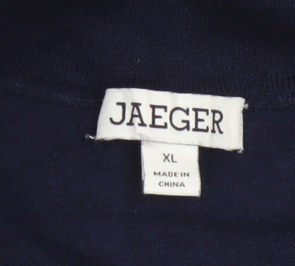 Jaeger Men's Blue XL Half Zip High Neck Knit Jumper Pullover