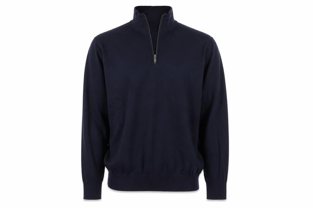 Jaeger Men's Blue XL Half Zip High Neck Knit Jumper Pullover