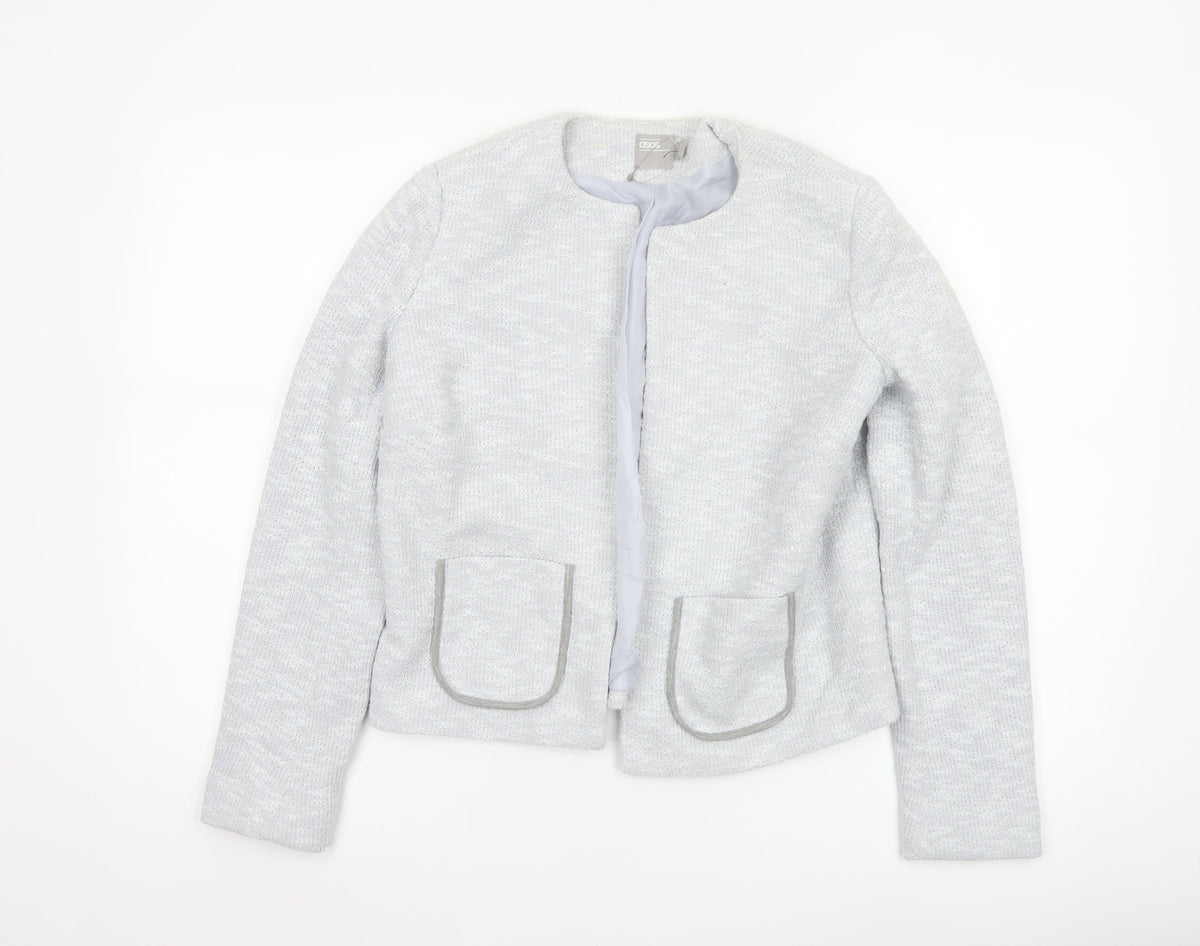 ASOS Women Grey UK 10 Knit Lined Open Jacket Cotton Blend