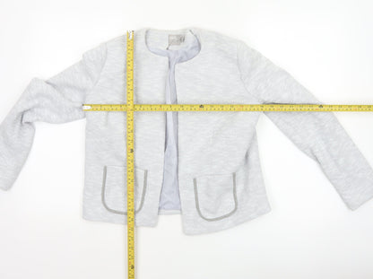 ASOS Women Grey UK 10 Knit Lined Open Jacket Cotton Blend