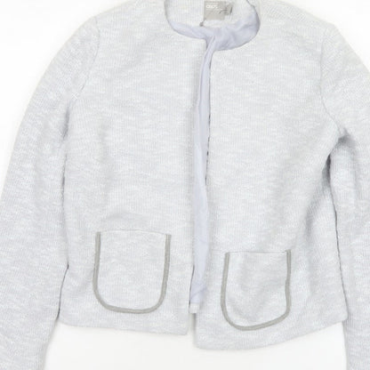 ASOS Women Grey UK 10 Knit Lined Open Jacket Cotton Blend