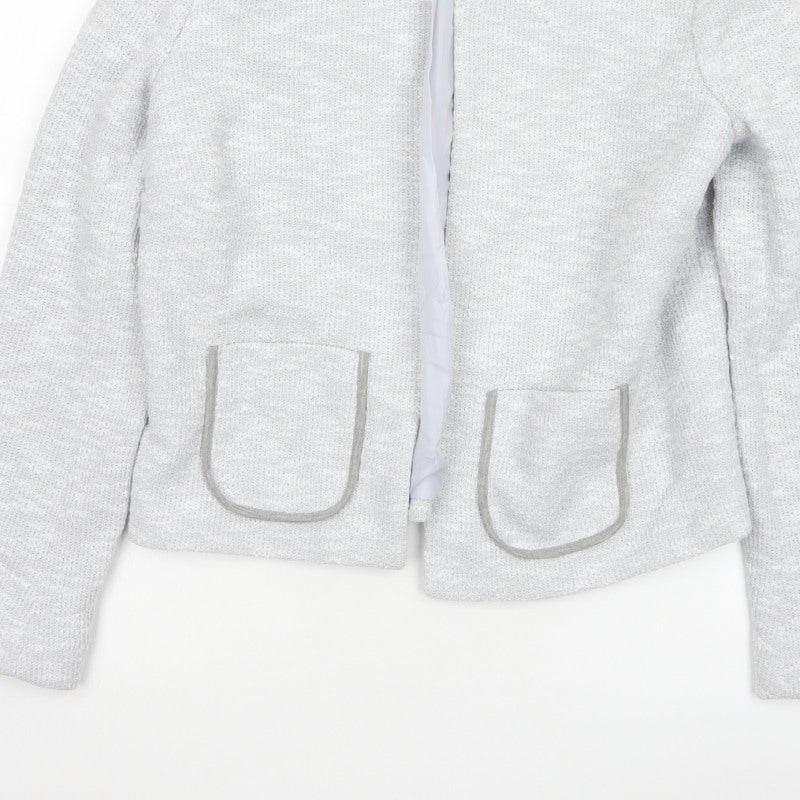ASOS Women Grey UK 10 Knit Lined Open Jacket Cotton Blend