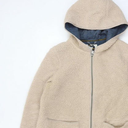White Stuff Women Beige UK 14 Hooded Borg Fleece Padded Zip Jacket