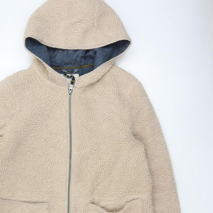 White Stuff Women Beige UK 14 Hooded Borg Fleece Padded Zip Jacket