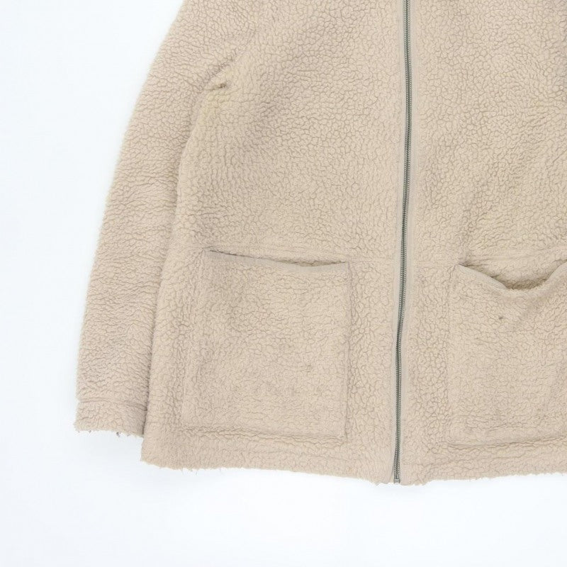 White Stuff Women Beige UK 14 Hooded Borg Fleece Padded Zip Jacket