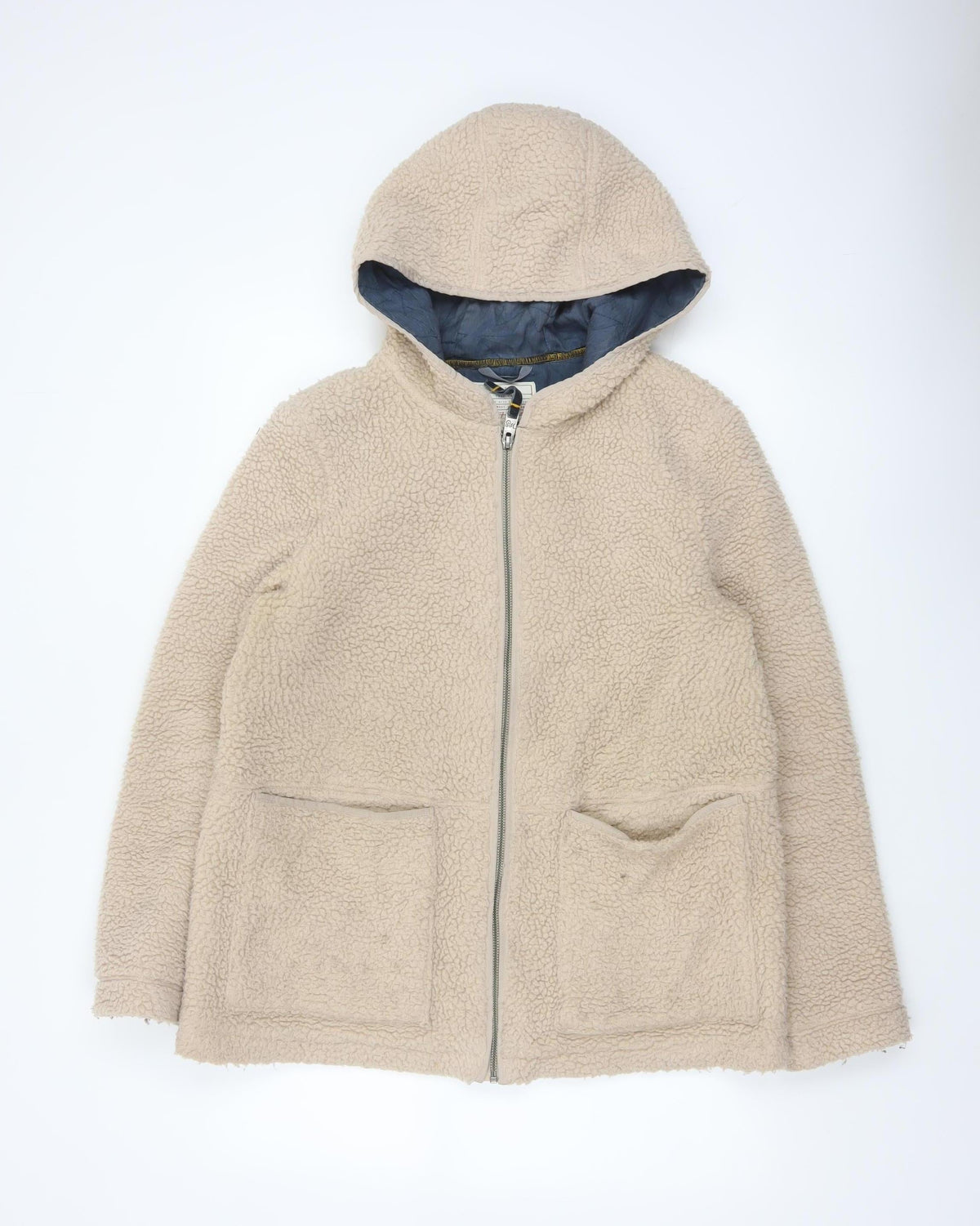White Stuff Women Beige UK 14 Hooded Borg Fleece Padded Zip Jacket