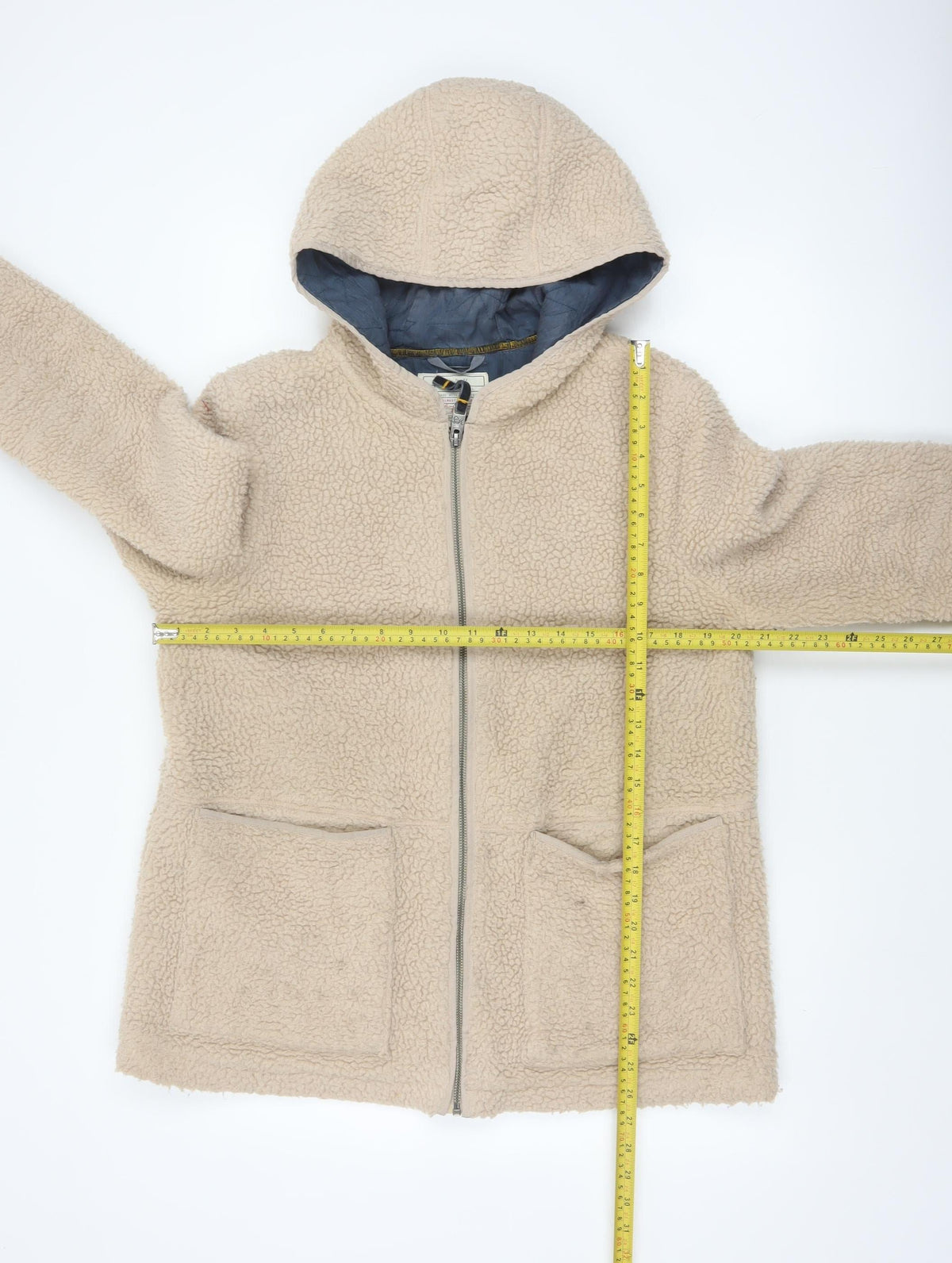 White Stuff Women Beige UK 14 Hooded Borg Fleece Padded Zip Jacket