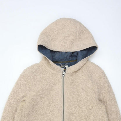 White Stuff Women Beige UK 14 Hooded Borg Fleece Padded Zip Jacket