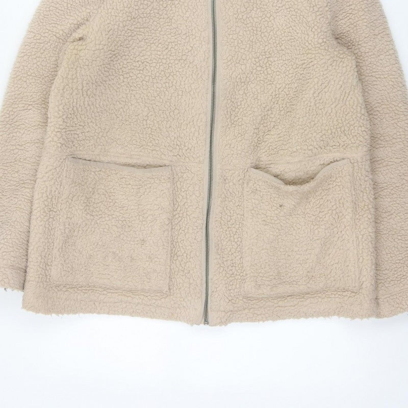 White Stuff Women Beige UK 14 Hooded Borg Fleece Padded Zip Jacket