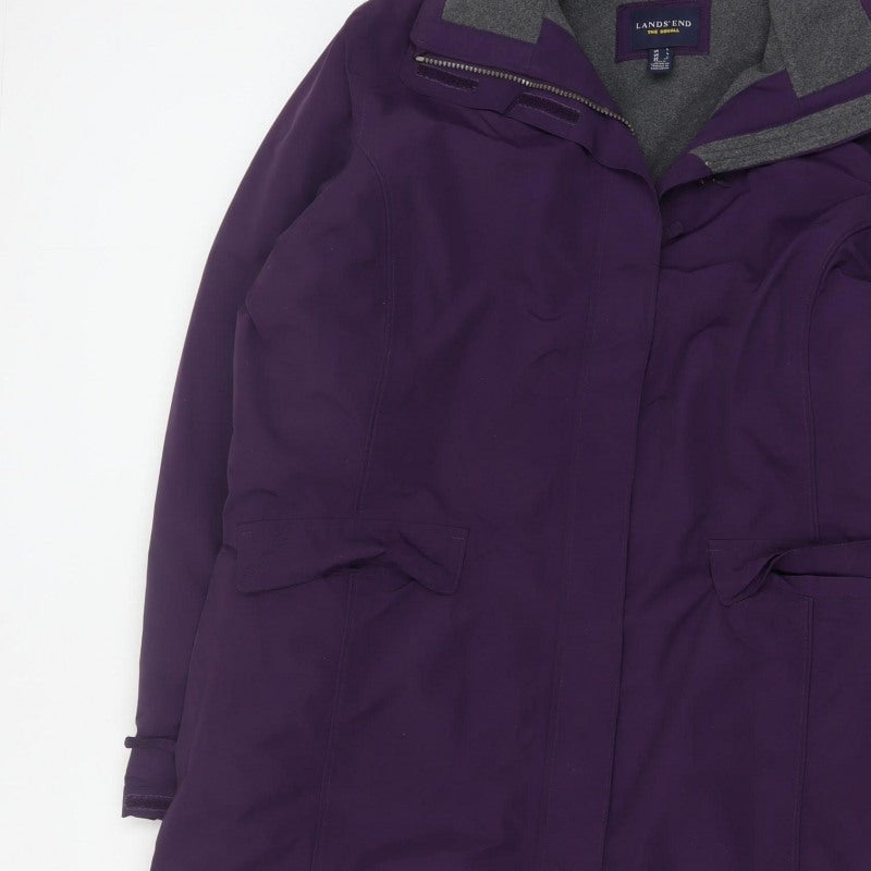 Lands' End Women’s Purple L Squall Long Waterproof Hooded Parka Coat