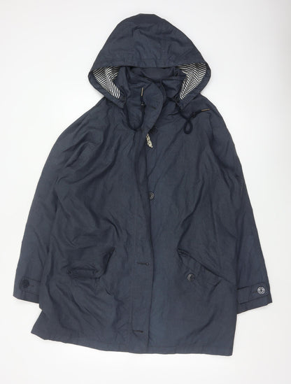 Seasalt Women’s Blue Size 16 Hooded Waterproof Rain Coat Nautical