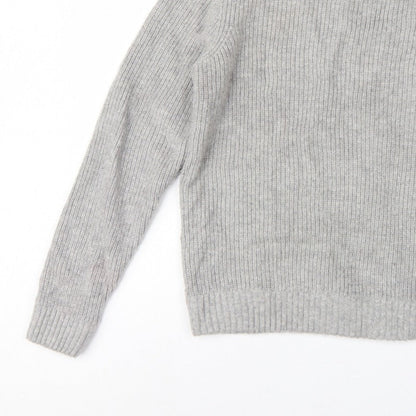 M&S Men Grey Large Wool Rich Chunky Knit Crew Neck Pullover Jumper