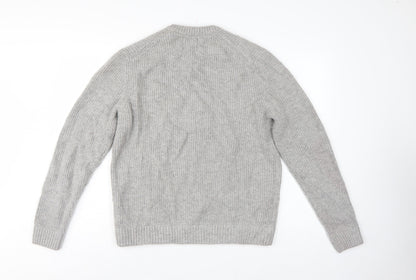 M&S Men Grey Large Wool Rich Chunky Knit Crew Neck Pullover Jumper