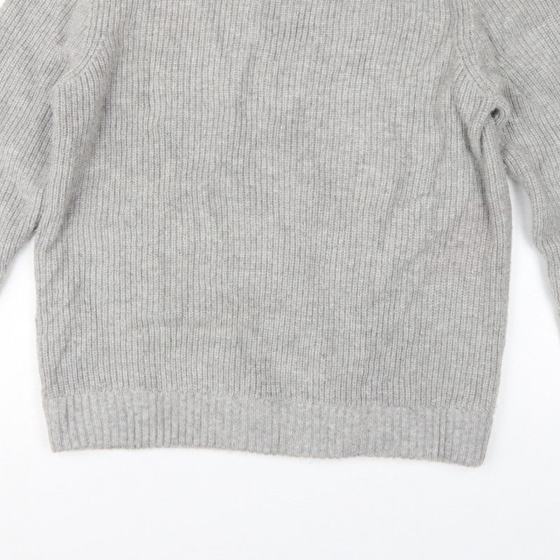 M&S Men Grey Large Wool Rich Chunky Knit Crew Neck Pullover Jumper