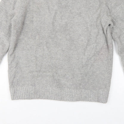 M&S Men Grey Large Wool Rich Chunky Knit Crew Neck Pullover Jumper