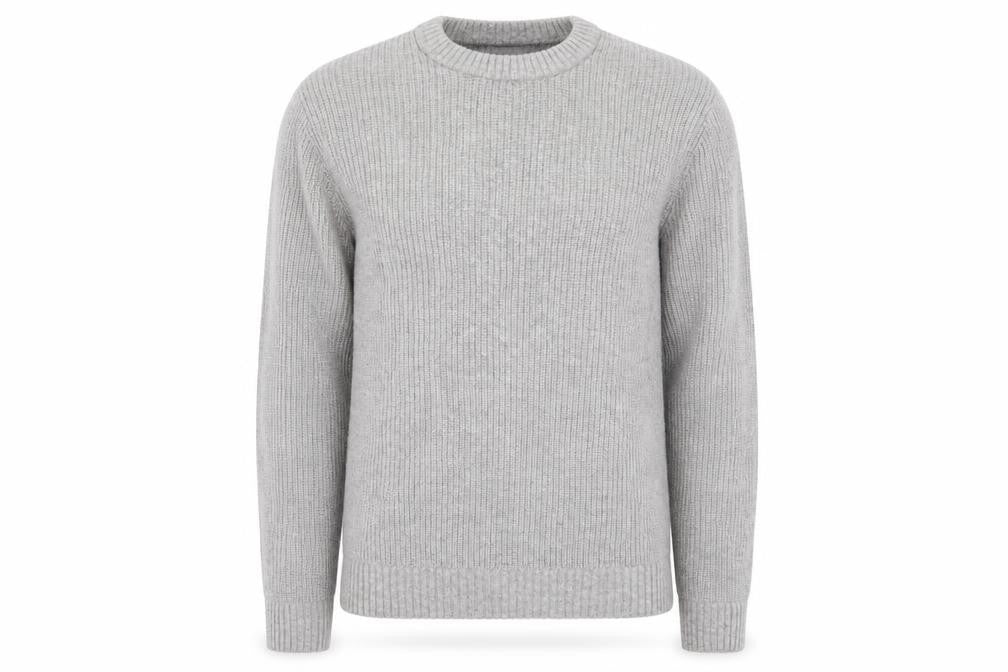 M&S Men Grey Large Wool Rich Chunky Knit Crew Neck Pullover Jumper