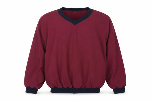Front view of Mileta Men’s Red XL V-Neck Pullover Sweatshirt Made in England