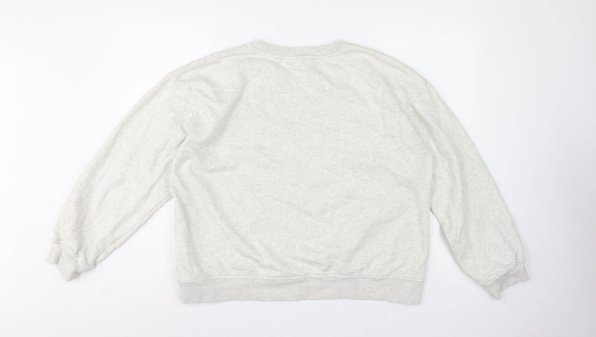 H&M Women Grey L Venice Graphic Print Crew Neck Sweatshirt