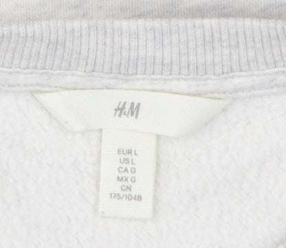 H&M Women Grey L Venice Graphic Print Crew Neck Sweatshirt
