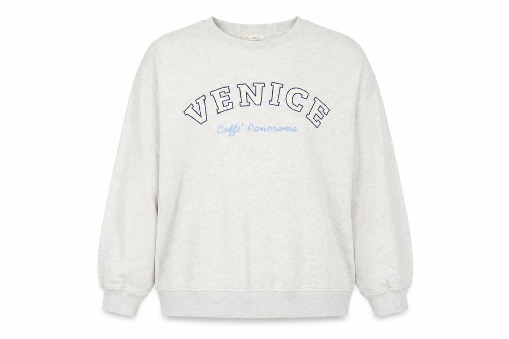 H&M Women Grey L Venice Graphic Print Crew Neck Sweatshirt