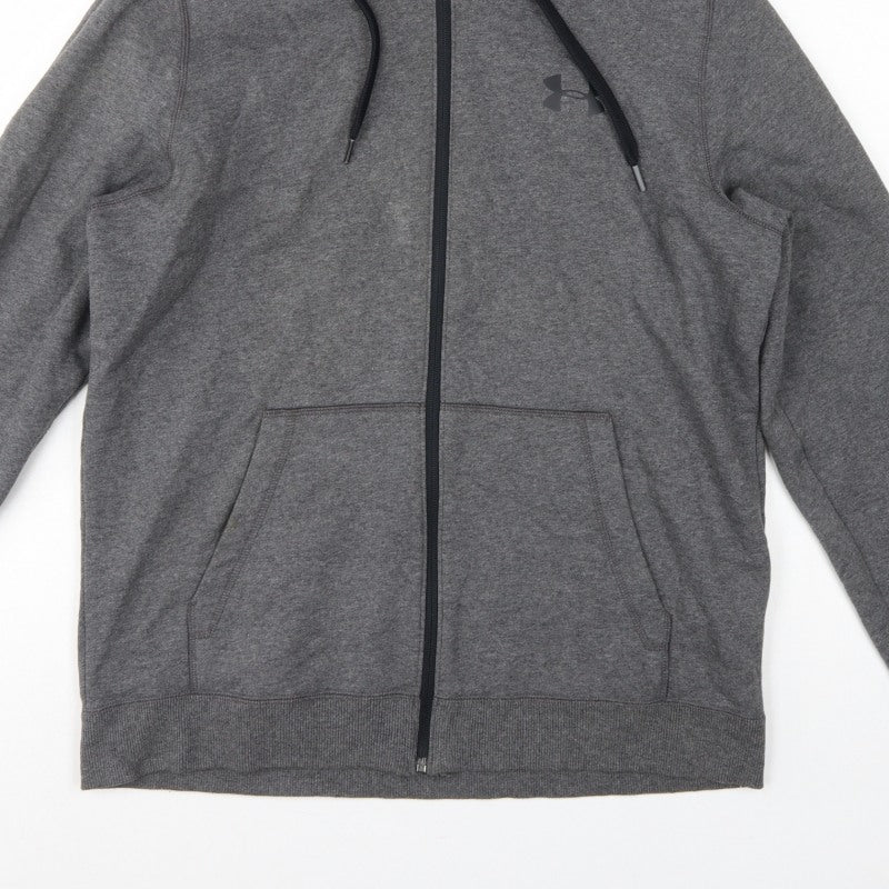 Under Armour Men’s Grey L ColdGear Full Zip Hoodie Logo Fleece