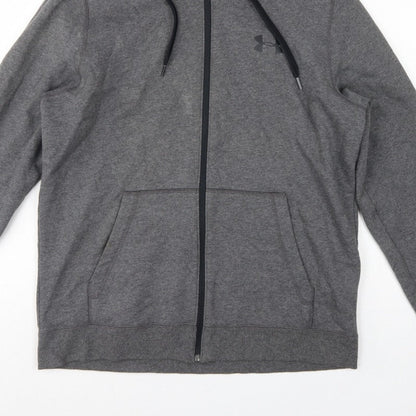 Under Armour Men’s Grey L ColdGear Full Zip Hoodie Logo Fleece
