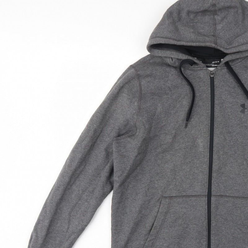 Under Armour Men’s Grey L ColdGear Full Zip Hoodie Logo Fleece