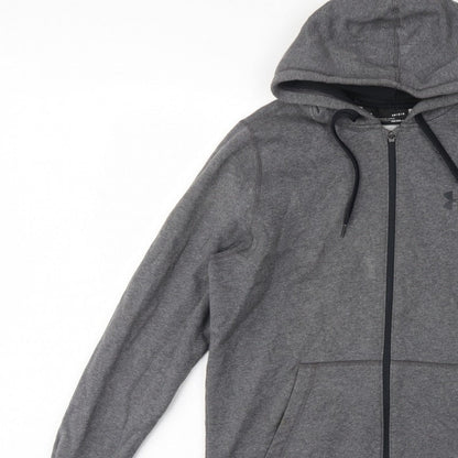 Under Armour Men’s Grey L ColdGear Full Zip Hoodie Logo Fleece